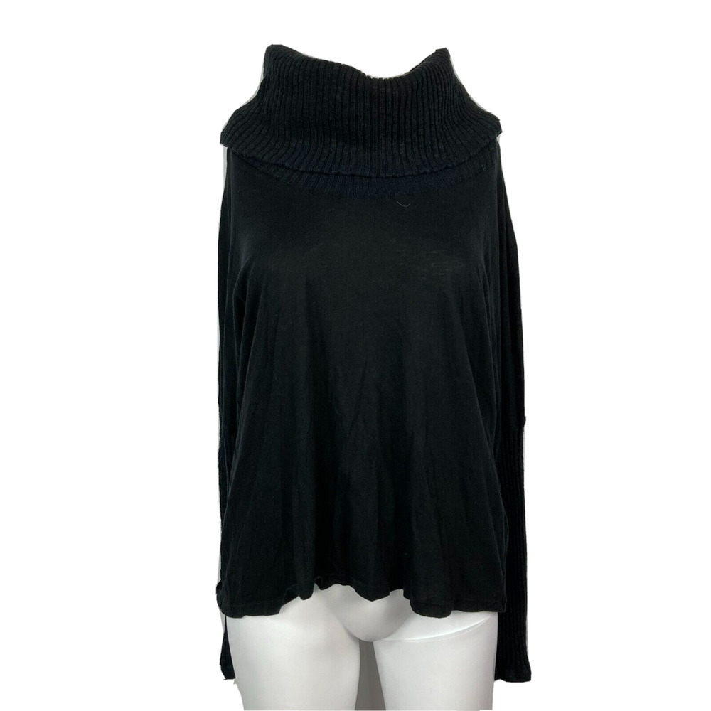 Michael Stars Sweater Womens OS One Size Black Soft Cotton Knit Top Cowl‎ Neck